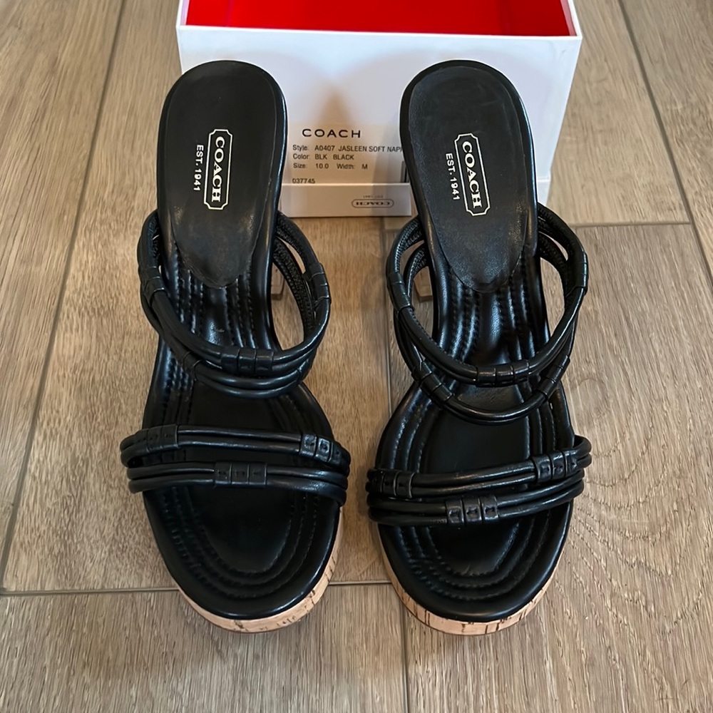 NIB COACH Jasleen Sandal Black Size 10